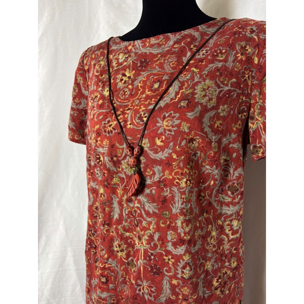 David Wayne Dress Maxi Skirt Set Women Small Red Paisley Vintage Shoulder Pads - Picture 2 of 5
